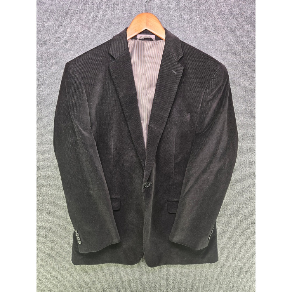JOE Joseph Abboud Mens 40R Black Corduroy Blazer 2-Button Sport Coat 100% Cotton